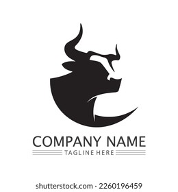 Bull logo and horn symbols cow vector template icons app