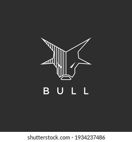 bull logo and icon concept. Linear on black background