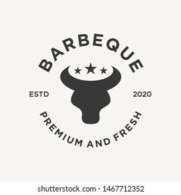 Bull logo and icon design vector. Barbeque logo design concept.