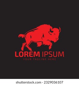 icono del logotipo del toro silueta bison, símbolo del bull estilo del símbolo del bull ilustración del vector del búfalo icono del vector