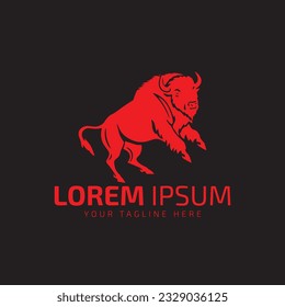 bull logo icon silhouette bison, ox logo symbol style bull vector illustration buffalo logo