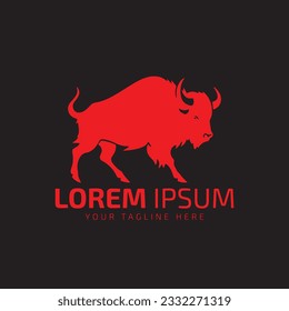 bull logo icon silhouette bison, ox logo symbol style bull vector illustration buffalo vector silhouette