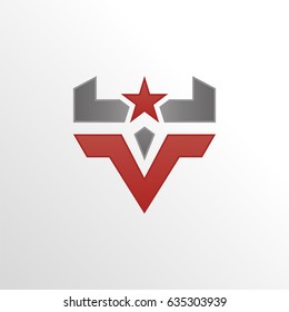 bull logo icon with star and clean background