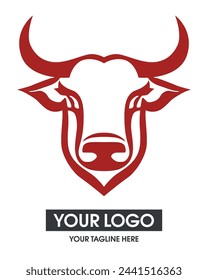 Bull logo line icons. Wild ox animal brand label. Buffalo vector illustration.