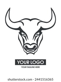 Bull logo line icons. Wild ox animal brand label. Buffalo vector illustration.