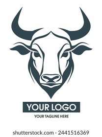 Bull logo line icons. Wild ox animal brand label. Buffalo vector illustration.