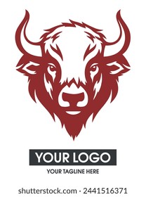 Bull logo line icons. Wild ox animal brand label. Buffalo vector illustration.
