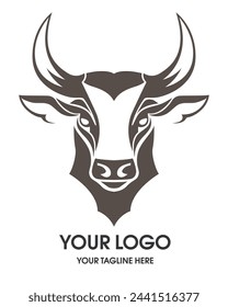 Bull logo line icons. Wild ox animal brand label. Buffalo vector illustration.