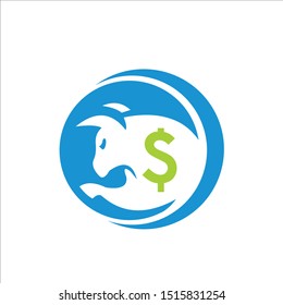 bull logo and money vector