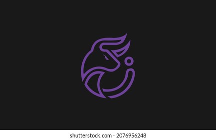 BULL LOGO WITH NEGATIVE SPACE EFFECT FOR LOGO DESIGN AND ILLUSTRATION USE