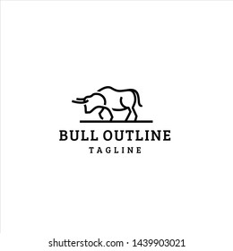 Bull logo outline style simple vector graphic 