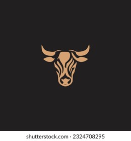 Bull logo. Premium logo for steakhouse, steakhouse or butchery. Abstract stylized cow or bull head with horn symbol. Creative steak, meat or milk icon symbol.