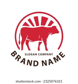 Bull logo. Premium logo for steakhouse, steakhouse or butchery. Abstract stylized cow or bull head with horn symbol. Creative steak, meat or milk icon symbol.