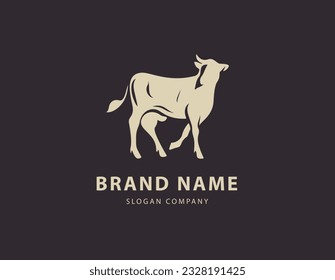 Bull logo. Premium logo for steakhouse, steakhouse or butchery. Abstract stylized cow or bull head with horn symbol. Creative steak, meat or milk icon symbol.