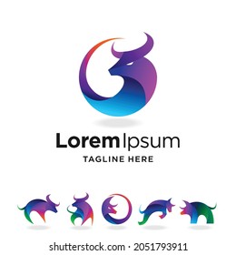 bull logo set, with multiple concept