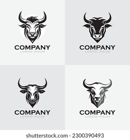 Bull Logo Set. Premium Vector Design Illustration.