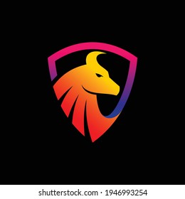 Bull logo with shield concept