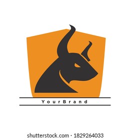 The bull logo with a simple design on an orange background is perfect for your business.
