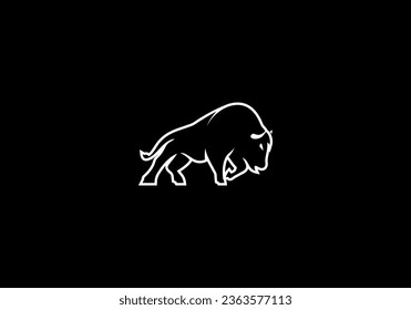 bull logo in simple style, black, abstract, modern, line art