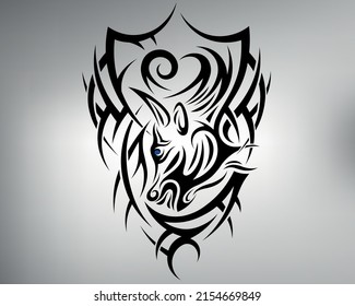 bull logo. sketch of a tribe bull tattoo.