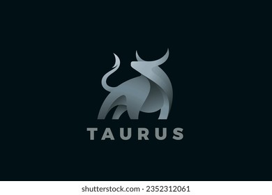 Bull Logo Taurus Abstract Elegant Metallic Statue Vector Design.
Ox Bison Cow Steak House Butchery Logotype concept icon.