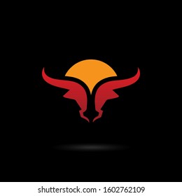 Bull logo template, buffalo vector illustration isolated on black background