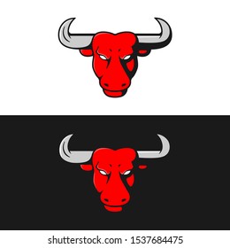 Bull Logo Template Front Look Black and White Vector background