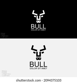 bull logo template, simple bull logo, bull concept letter B.U.L.L idea