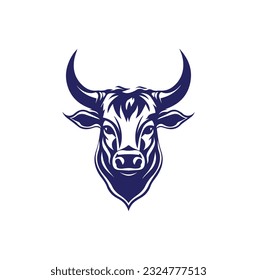 Bull logo template vector symbol. Bull head logo. Abstract stylized cow or bull head with horns icon. Premium logo for steak house, meat restaurant or butchery. Taurus symbol. Vector illustration.