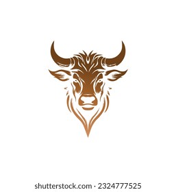 Bull logo template vector symbol. Bull head logo. Abstract stylized cow or bull head with horns icon. Premium logo for steak house, meat restaurant or butchery. Taurus symbol. Vector illustration.