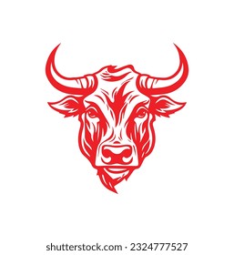 Bull logo template vector symbol. Bull head logo. Abstract stylized cow or bull head with horns icon. Premium logo for steak house, meat restaurant or butchery. Taurus symbol. Vector illustration.