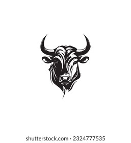 Bull logo template vector symbol. Bull head logo. Abstract stylized cow or bull head with horns icon. Premium logo for steak house, meat restaurant or butchery. Taurus symbol. Vector illustration.