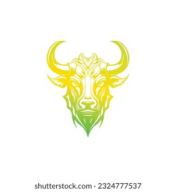Bull logo template vector symbol. Bull head logo. Abstract stylized cow or bull head with horns icon. Premium logo for steak house, meat restaurant or butchery. Taurus symbol. Vector illustration.