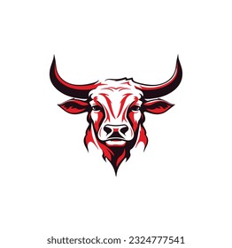 Bull logo template vector symbol. Bull head logo. Abstract stylized cow or bull head with horns icon. Premium logo for steak house, meat restaurant or butchery. Taurus symbol. Vector illustration.
