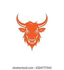 Bull logo template vector symbol. Bull head logo. Abstract stylized cow or bull head with horns icon. Premium logo for steak house, meat restaurant or butchery. Taurus symbol. Vector illustration.