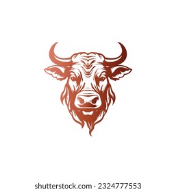 Bull logo template vector symbol. Bull head logo. Abstract stylized cow or bull head with horns icon. Premium logo for steak house, meat restaurant or butchery. Taurus symbol. Vector illustration.