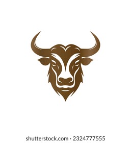 Símbolo vectorial de la plantilla de logotipo de toro. Logo de la cabeza de toro. Resumen estilizado de vaca o de cabeza de toro con icono de cuernos. Logotipo premium para el steak house, el restaurante de carne o la carnicería. Símbolo del Taurus. Ilustración vectorial.