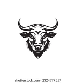 Bull logo template vector symbol. Bull head logo. Abstract stylized cow or bull head with horns icon. Premium logo for steak house, meat restaurant or butchery. Taurus symbol. Vector illustration.