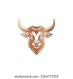 Bull logo template vector symbol. Bull head logo. Abstract stylized cow or bull head with horns icon. Premium logo for steak house, meat restaurant or butchery. Taurus symbol. Vector illustration.
