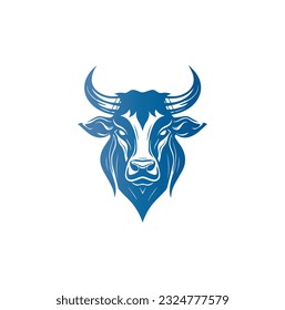 Bull logo template vector symbol. Bull head logo. Abstract stylized cow or bull head with horns icon. Premium logo for steak house, meat restaurant or butchery. Vector of a bull on a white background.