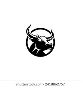Bull logo template vector symbol. Bull head logo. Abstract stylized cow or bull head with horns icon.