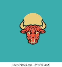 Bull logo template vector symbol. Bull head logo. Abstract stylized cow or bull head with horns icon. Premium logo for steak house, meat restaurant or