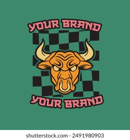 Bull logo template vector symbol. Bull head logo. Abstract stylized cow or bull head with horns icon. Premium logo for steak house, meat restaurant or