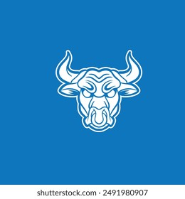 Bull logo template vector symbol. Bull head logo. Abstract stylized cow or bull head with horns icon. Premium logo for steak house, meat restaurant or