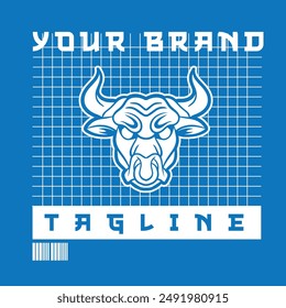 Bull logo template vector symbol. Bull head logo. Abstract stylized cow or bull head with horns icon. Premium logo for steak house, meat restaurant or