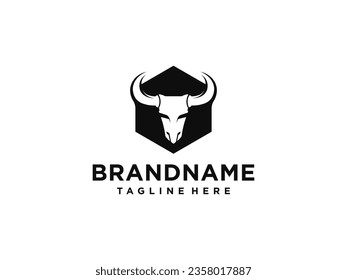 Logo-Vektor. Logo-Design des Bullenkopfes Logo des Bullenkopfes Hornbull-Vektor