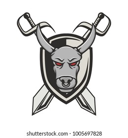 Bull logo vector head sport mascot design illustration emblem sign isolated