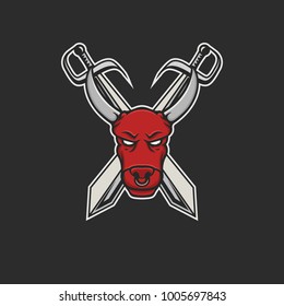 Bull logo vector head sport mascot design illustration emblem sign isolated