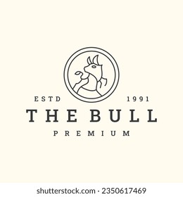 Bull logo vector icon illustration hipster vintage retro