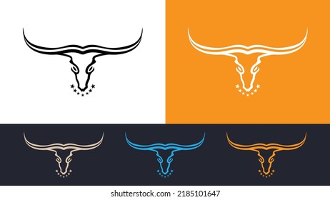 Bull Logo vector icons set design Template. Toro abstract Line art Bull Monogram illustration